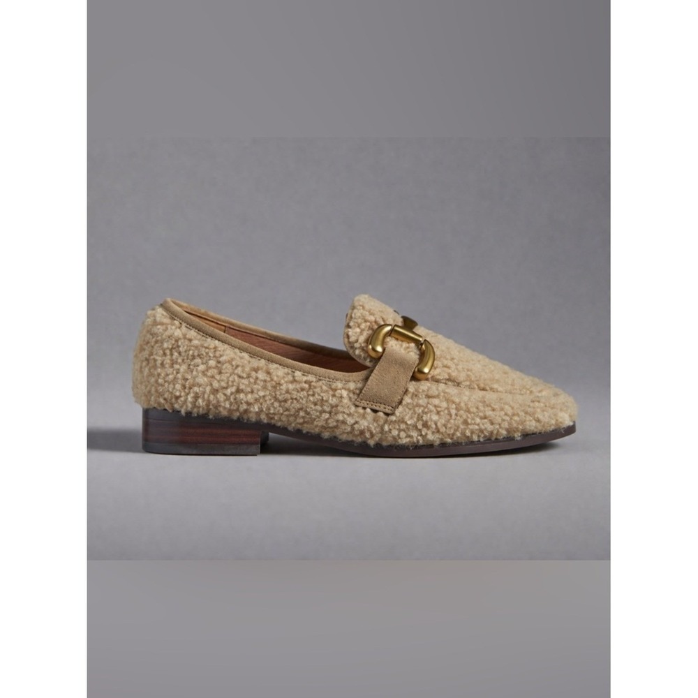 Anthropologie BiBi Lou Marcella Womens Loafers Size 38 Teddy Sherpa Coastal